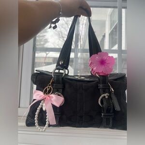 Coach #10986 Charles’ signature jacquard turnlock satchel bag-black C’s